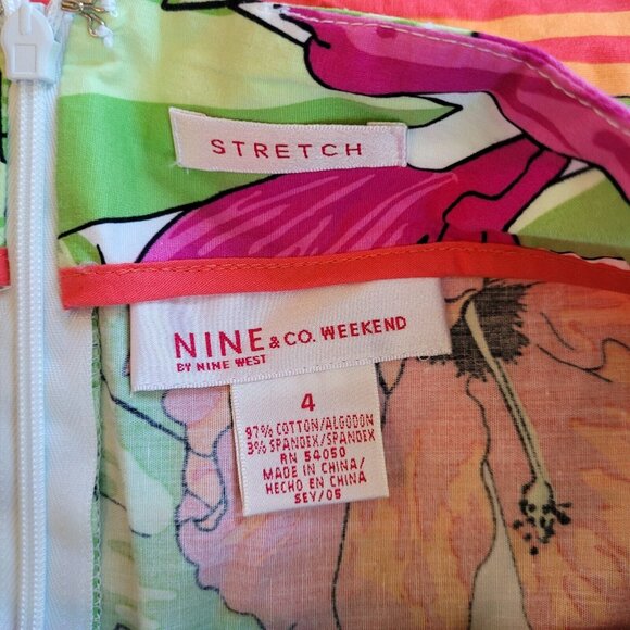 NINe West Womens Skirt Size 4 Colorful Floral Cotton Stretch Festival Boho 16489 - Picture 3 of 10